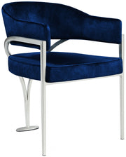 Madelyn Velvet Upholstered Dining Chair in Blue, Set of 2 - 554Navy-C