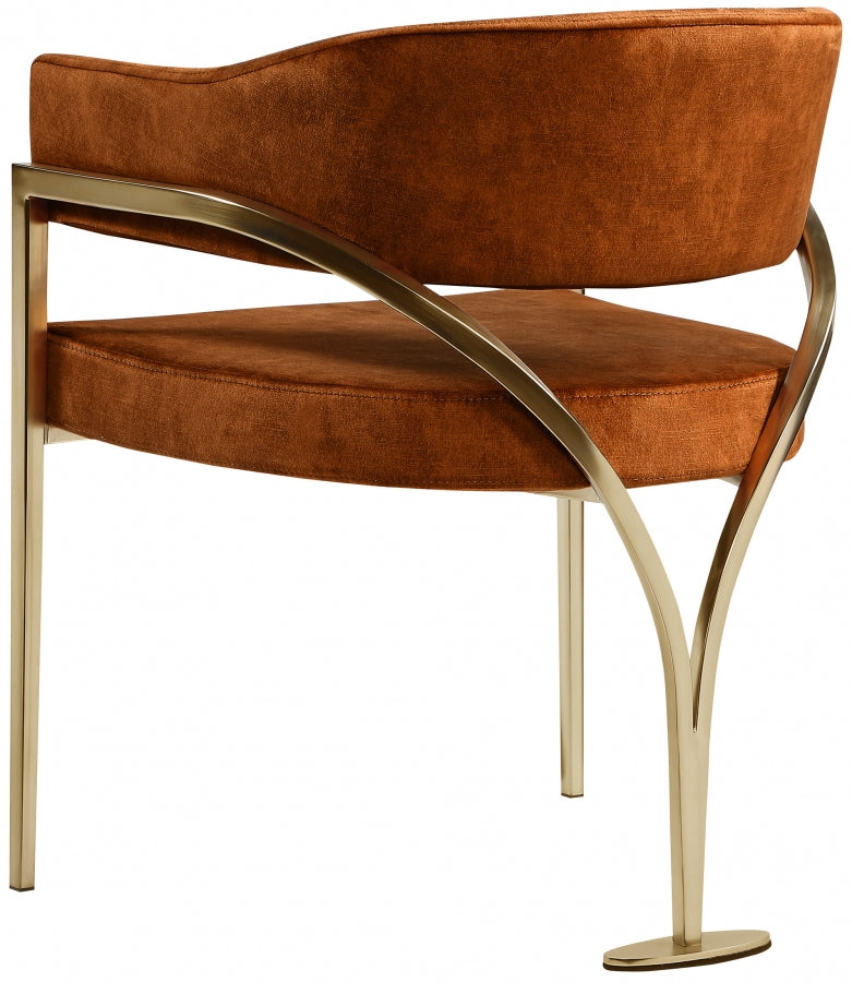 Madelyn Velvet Upholstered Dining Chair in Cognac, Set of 2 - 553Cognac-C