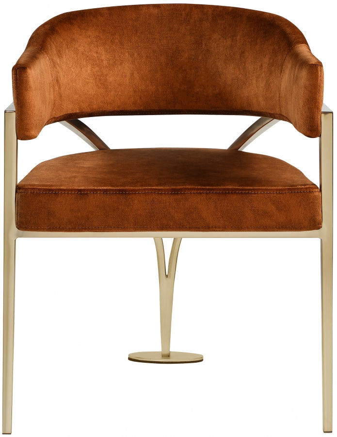 Madelyn Velvet Upholstered Dining Chair in Cognac, Set of 2 - 553Cognac-C