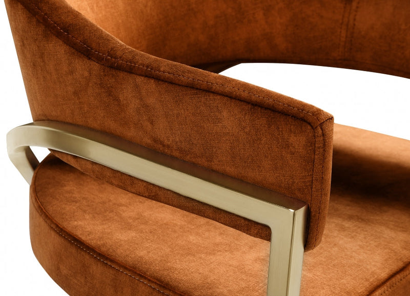 Madelyn Velvet Upholstered Dining Chair in Cognac, Set of 2 - 553Cognac-C