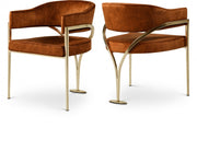 Madelyn Velvet Upholstered Dining Chair in Cognac, Set of 2 - 553Cognac-C