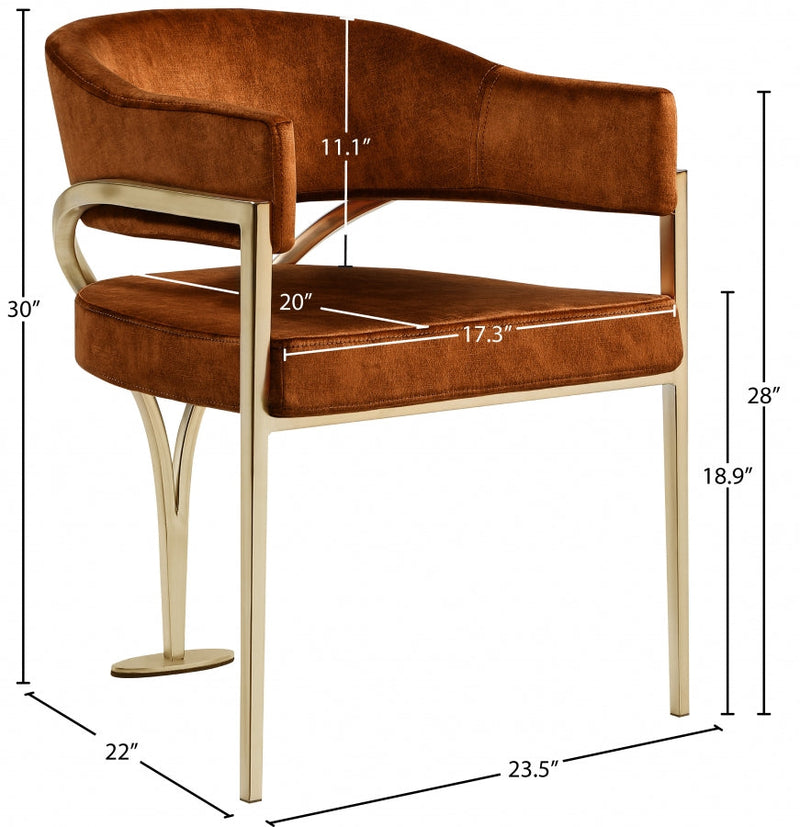 Madelyn Velvet Upholstered Dining Chair in Cognac, Set of 2 - 553Cognac-C