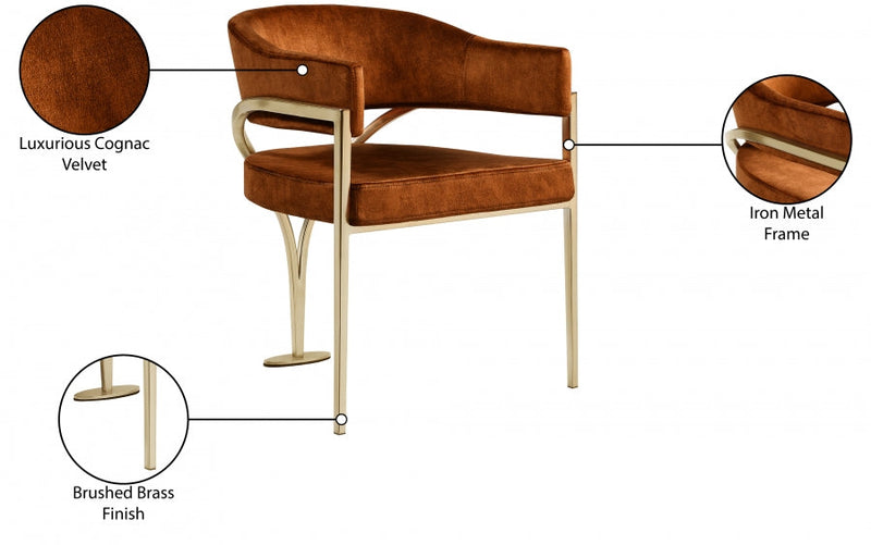 Madelyn Velvet Upholstered Dining Chair in Cognac, Set of 2 - 553Cognac-C