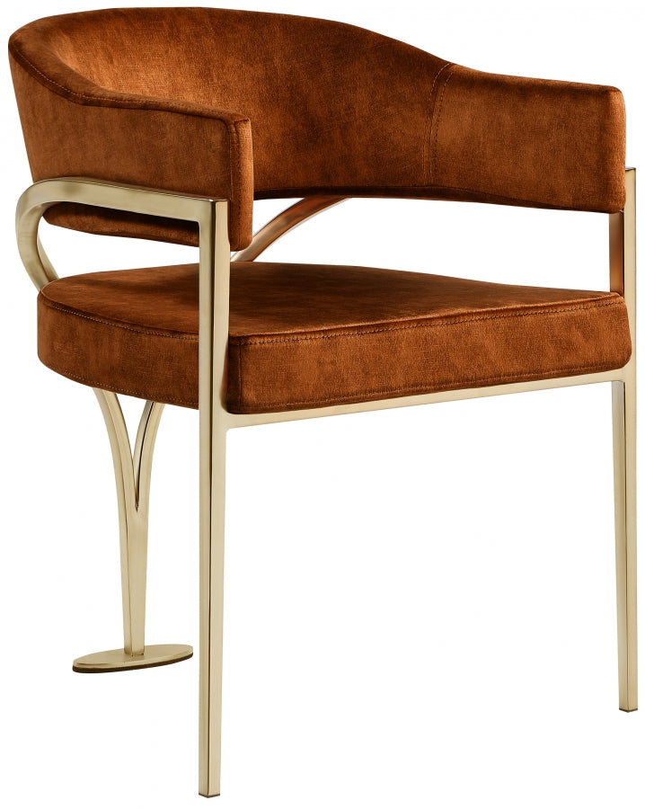 Madelyn Velvet Upholstered Dining Chair in Cognac, Set of 2 - 553Cognac-C