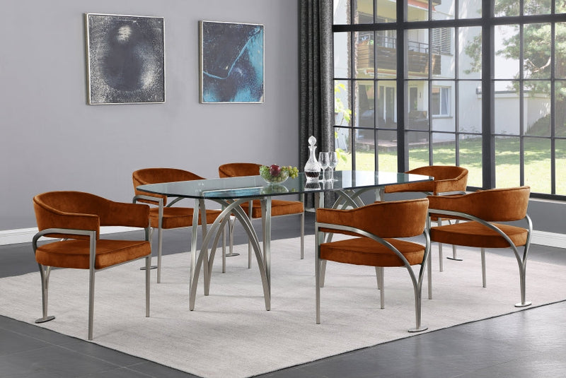 Madelyn Velvet Upholstered Dining Chair in Cognac, Set of 2 - 554Cognac-C
