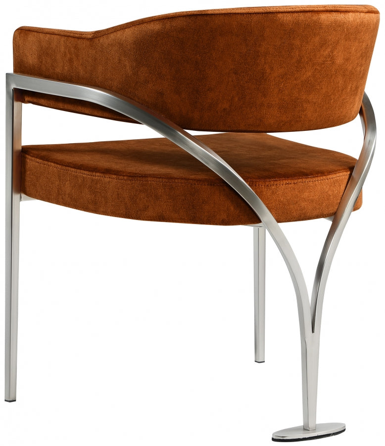 Madelyn Velvet Upholstered Dining Chair in Cognac, Set of 2 - 554Cognac-C