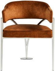 Madelyn Velvet Upholstered Dining Chair in Cognac, Set of 2 - 554Cognac-C