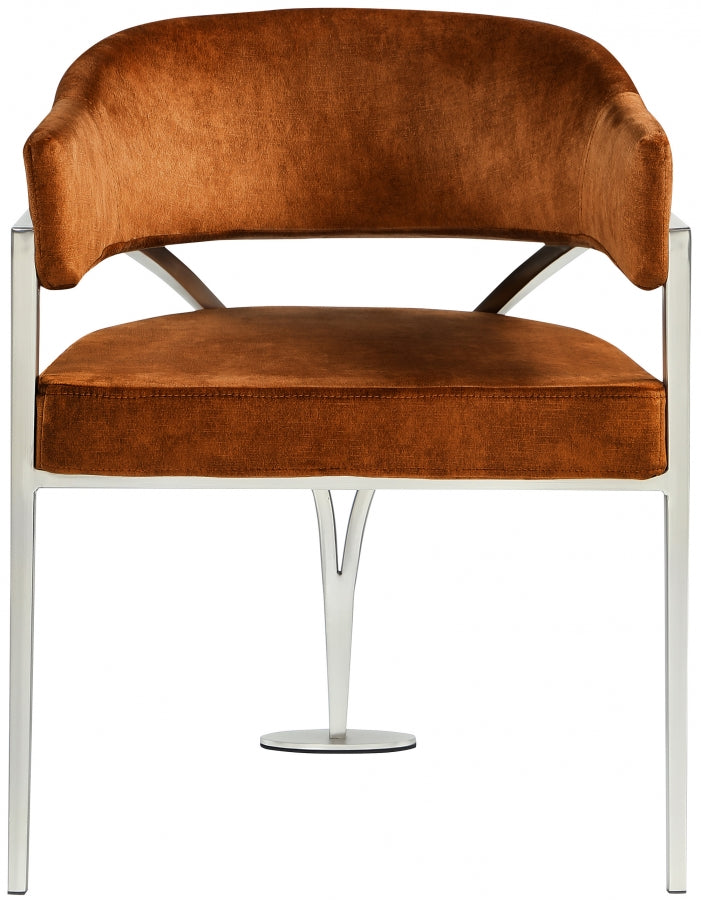 Madelyn Velvet Upholstered Dining Chair in Cognac, Set of 2 - 554Cognac-C