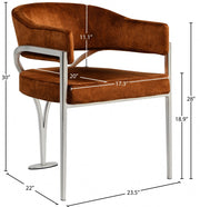 Madelyn Velvet Upholstered Dining Chair in Cognac, Set of 2 - 554Cognac-C