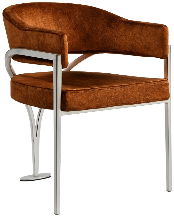 Madelyn Velvet Upholstered Dining Chair in Cognac, Set of 2 - 554Cognac-C
