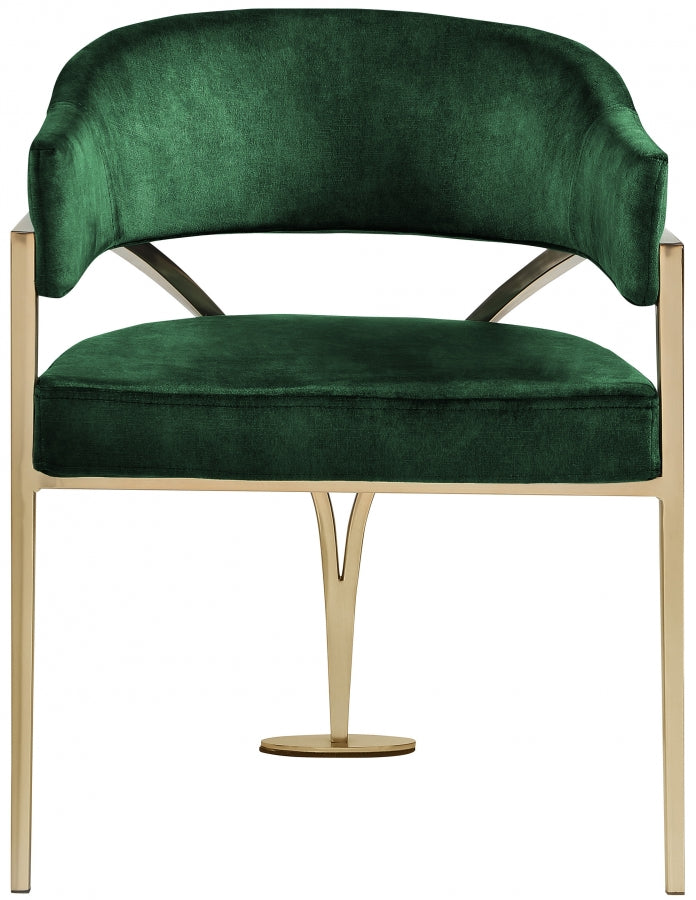 Madelyn Velvet Upholstered Dining Chair in Green, Set of 2 - 553Green-C