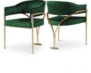 Madelyn Velvet Upholstered Dining Chair in Green, Set of 2 - 553Green-C