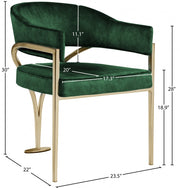 Madelyn Velvet Upholstered Dining Chair in Green, Set of 2 - 553Green-C