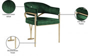 Madelyn Velvet Upholstered Dining Chair in Green, Set of 2 - 553Green-C