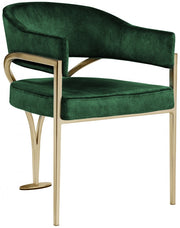 Madelyn Velvet Upholstered Dining Chair in Green, Set of 2 - 553Green-C