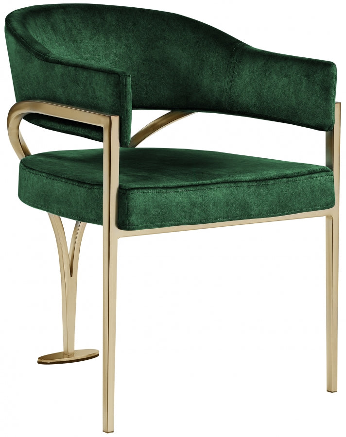 Madelyn Velvet Upholstered Dining Chair in Green, Set of 2 - 553Green-C