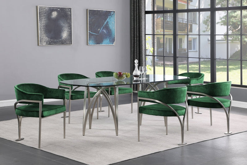 Madelyn Velvet Upholstered Dining Chair in Green, Set of 2 - 554Green-C