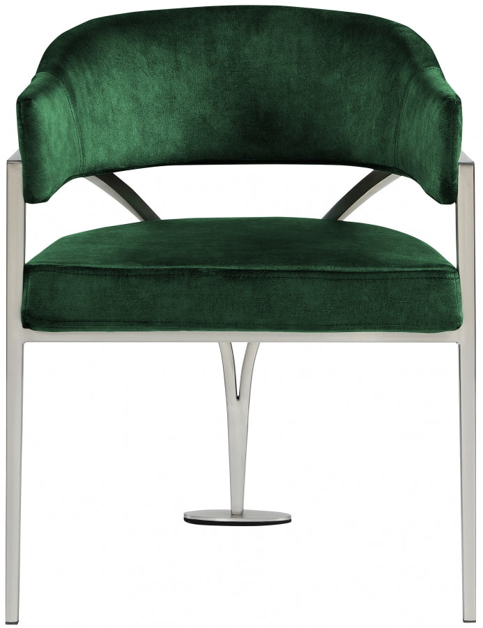Madelyn Velvet Upholstered Dining Chair in Green, Set of 2 - 554Green-C