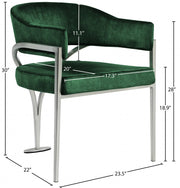 Madelyn Velvet Upholstered Dining Chair in Green, Set of 2 - 554Green-C