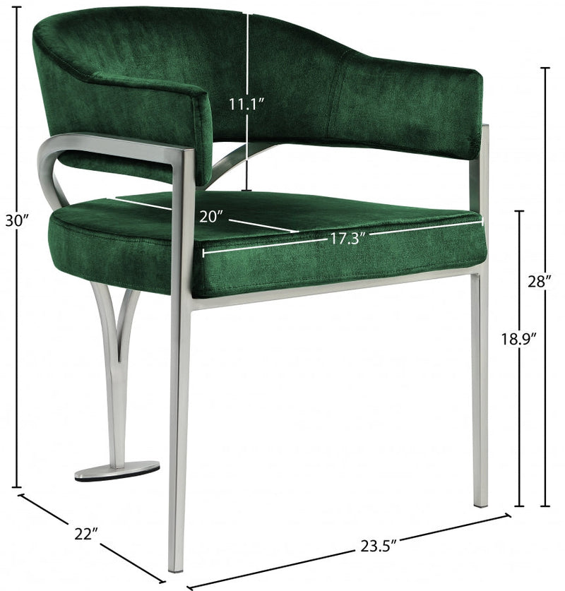 Madelyn Velvet Upholstered Dining Chair in Green, Set of 2 - 554Green-C