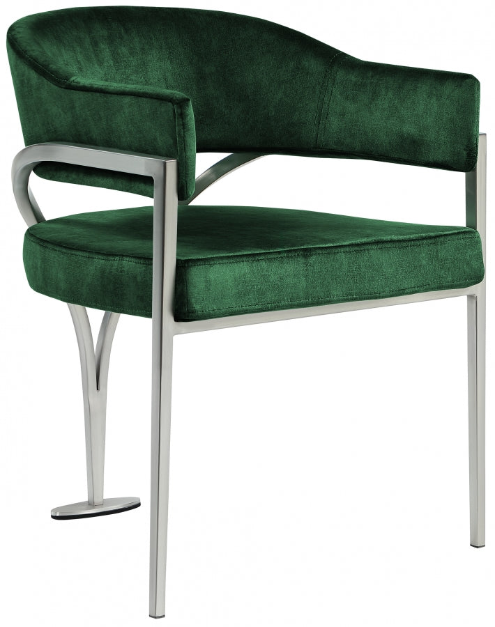 Madelyn Velvet Upholstered Dining Chair in Green, Set of 2 - 554Green-C