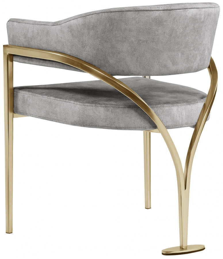 Madelyn Velvet Upholstered Dining Chair in Grey, Set of 2 - 553Grey-C