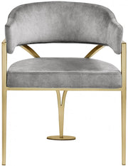 Madelyn Velvet Upholstered Dining Chair in Grey, Set of 2 - 553Grey-C