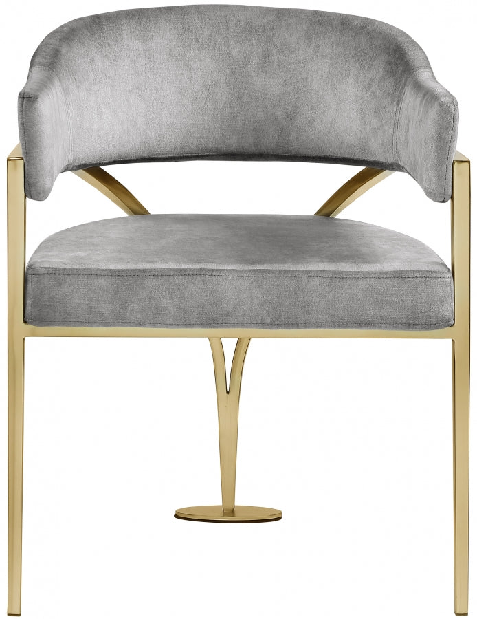 Madelyn Velvet Upholstered Dining Chair in Grey, Set of 2 - 553Grey-C