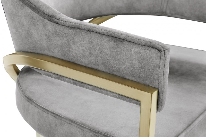 Madelyn Velvet Upholstered Dining Chair in Grey, Set of 2 - 553Grey-C