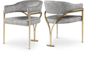 Madelyn Velvet Upholstered Dining Chair in Grey, Set of 2 - 553Grey-C