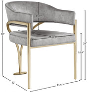 Madelyn Velvet Upholstered Dining Chair in Grey, Set of 2 - 553Grey-C
