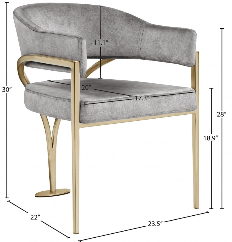 Madelyn Velvet Upholstered Dining Chair in Grey, Set of 2 - 553Grey-C