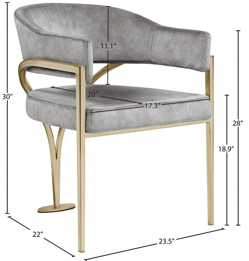 Madelyn Velvet Upholstered Dining Chair in Grey, Set of 2 - 553Grey-C