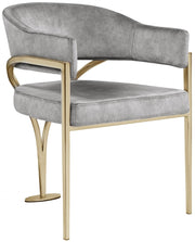 Madelyn Velvet Upholstered Dining Chair in Grey, Set of 2 - 553Grey-C