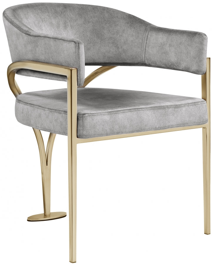 Madelyn Velvet Upholstered Dining Chair in Grey, Set of 2 - 553Grey-C