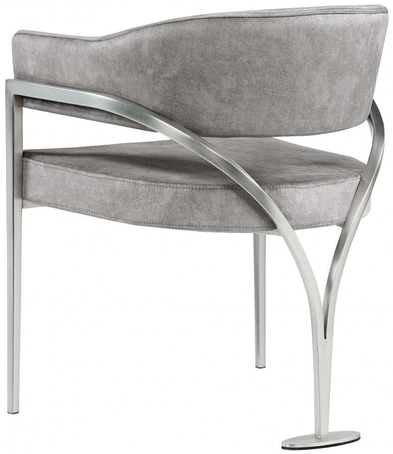 Madelyn Velvet Upholstered Dining Chair in Grey, Set of 2 - 554Grey-C