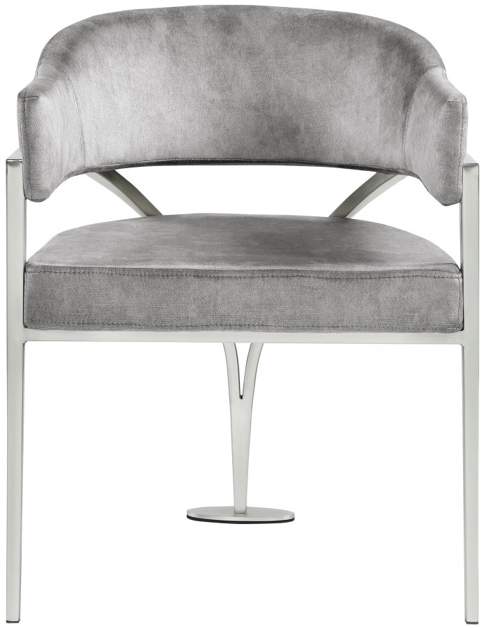 Madelyn Velvet Upholstered Dining Chair in Grey, Set of 2 - 554Grey-C