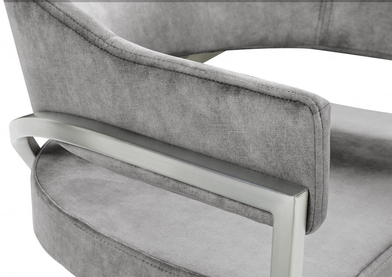 Madelyn Velvet Upholstered Dining Chair in Grey, Set of 2 - 554Grey-C