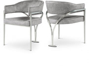 Madelyn Velvet Upholstered Dining Chair in Grey, Set of 2 - 554Grey-C