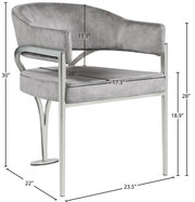 Madelyn Velvet Upholstered Dining Chair in Grey, Set of 2 - 554Grey-C