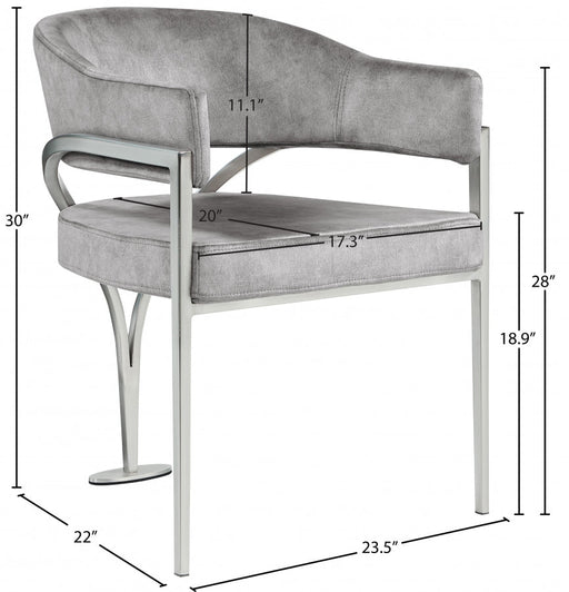 Madelyn Velvet Upholstered Dining Chair in Grey, Set of 2 - 554Grey-C