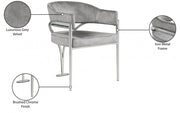 Madelyn Velvet Upholstered Dining Chair in Grey, Set of 2 - 554Grey-C