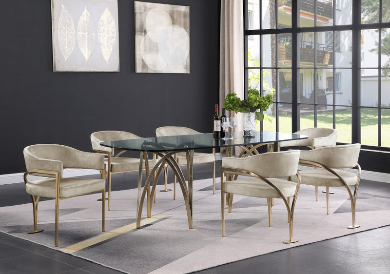 Madelyn Velvet Upholstered Dining Chair in Stone, Set of 2 - 553Stone-C