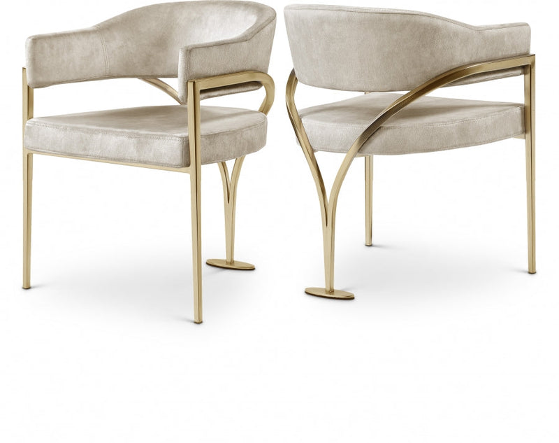 Madelyn Velvet Upholstered Dining Chair in Stone, Set of 2 - 553Stone-C
