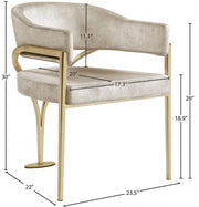 Madelyn Velvet Upholstered Dining Chair in Stone, Set of 2 - 553Stone-C