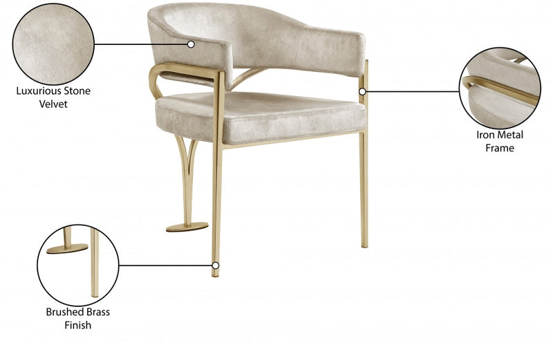 Madelyn Velvet Upholstered Dining Chair in Stone, Set of 2 - 553Stone-C