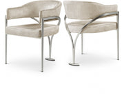Madelyn Velvet Upholstered Dining Chair in Stone, Set of 2 - 554Stone-C
