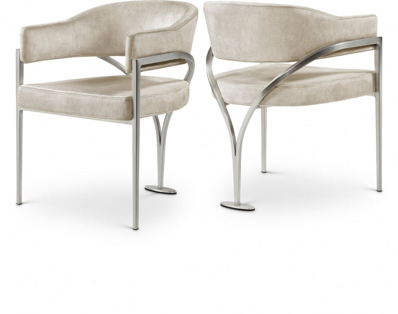 Madelyn Velvet Upholstered Dining Chair in Stone, Set of 2 - 554Stone-C