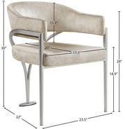Madelyn Velvet Upholstered Dining Chair in Stone, Set of 2 - 554Stone-C
