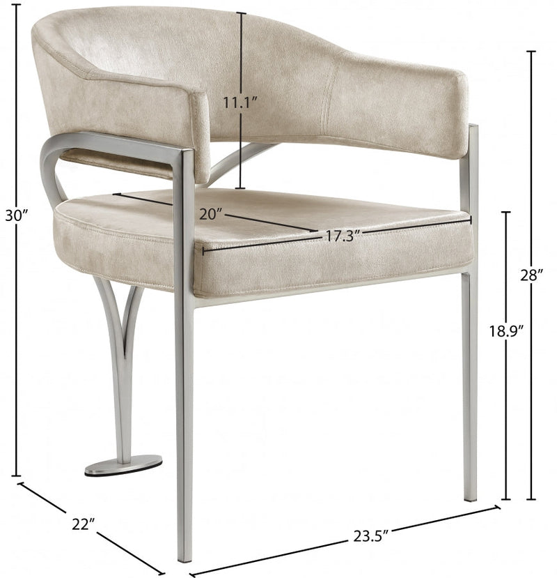Madelyn Velvet Upholstered Dining Chair in Stone, Set of 2 - 554Stone-C
